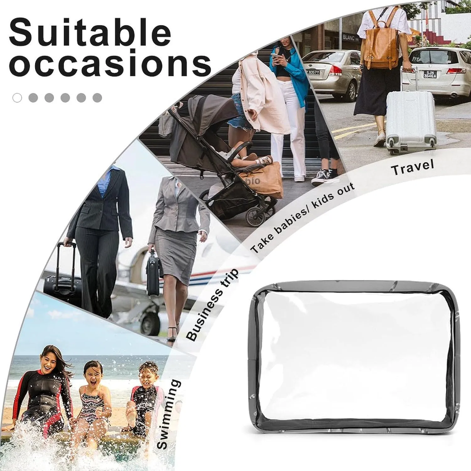 Sparkle Glitter Drips Transparent Storage Bag, 5-piece Makeup Bag Set White-style