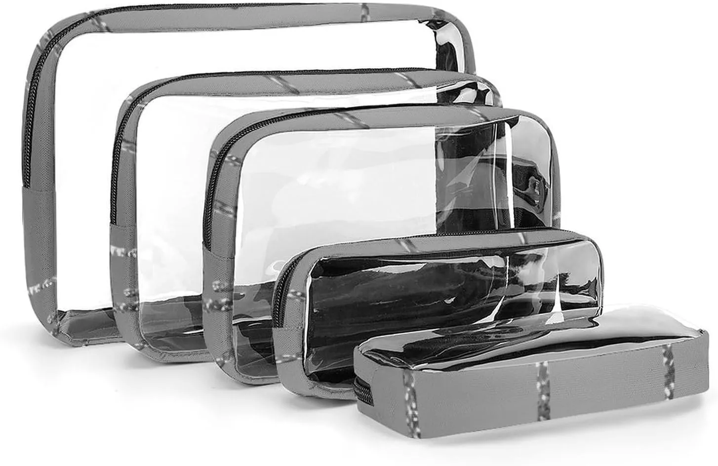 Sparkle Glitter Drips Transparent Storage Bag, 5-piece Makeup Bag Set White-style