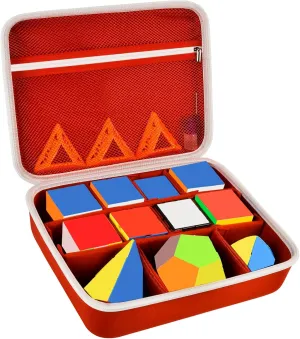 Speed Cube Storage Case Bag Holds 12  Different Types Retro Brain Teaser Fidget Toy. Carrying Holder with Mesh Pocket Fits for Cube Stand/Tutorial (Box Only) - Red