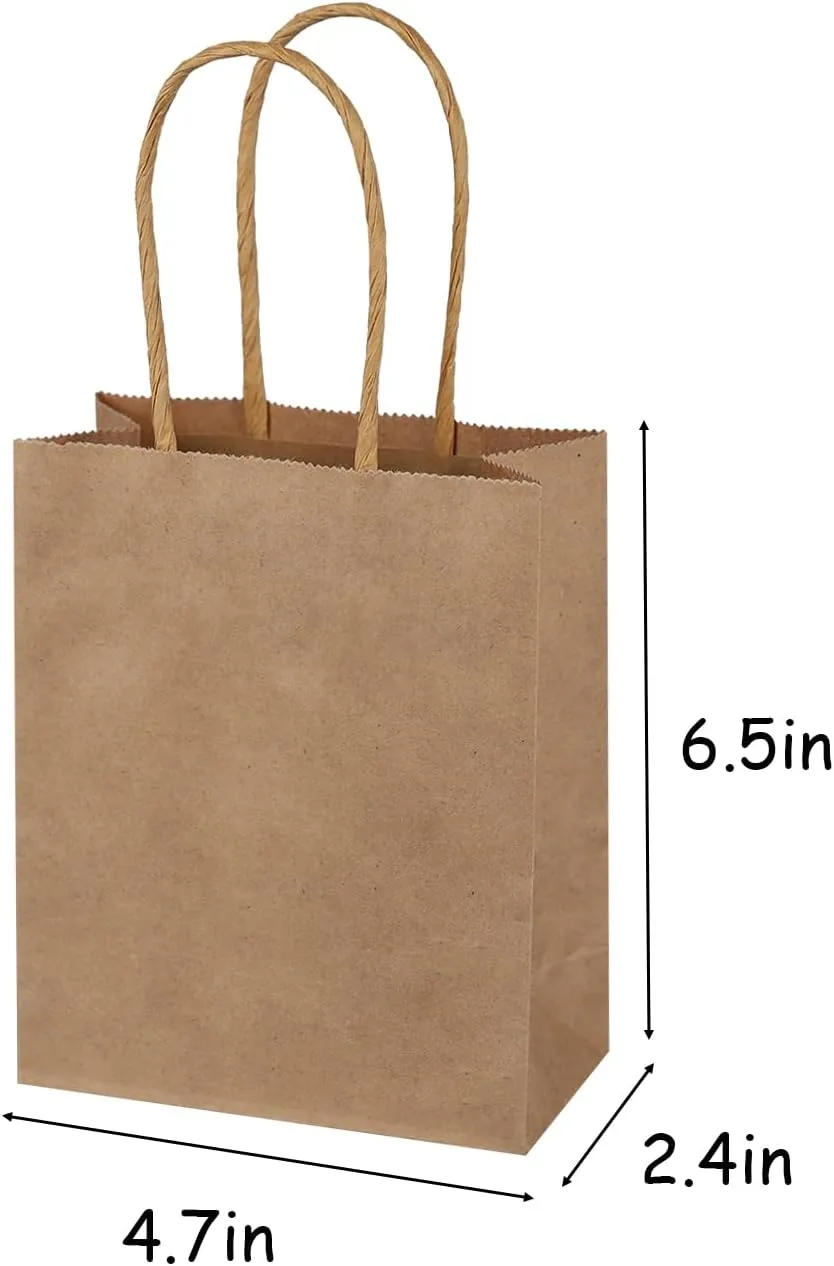 SPERPAND 30Pcs Mini Kraft Gift Bags - 6.5" Small Brown Paper Bags for Birthday, Baby Shower, Christmas, Wedding, Party Favor Bag