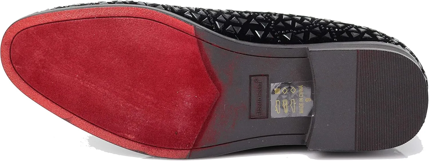 SPK27 Men's Rhinestone Sparkling Suede Dress Shoes Loafer Classic Designer Moccasins