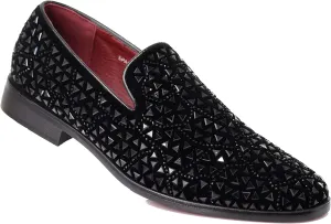SPK27 Men's Rhinestone Sparkling Suede Dress Shoes Loafer Classic Designer Moccasins