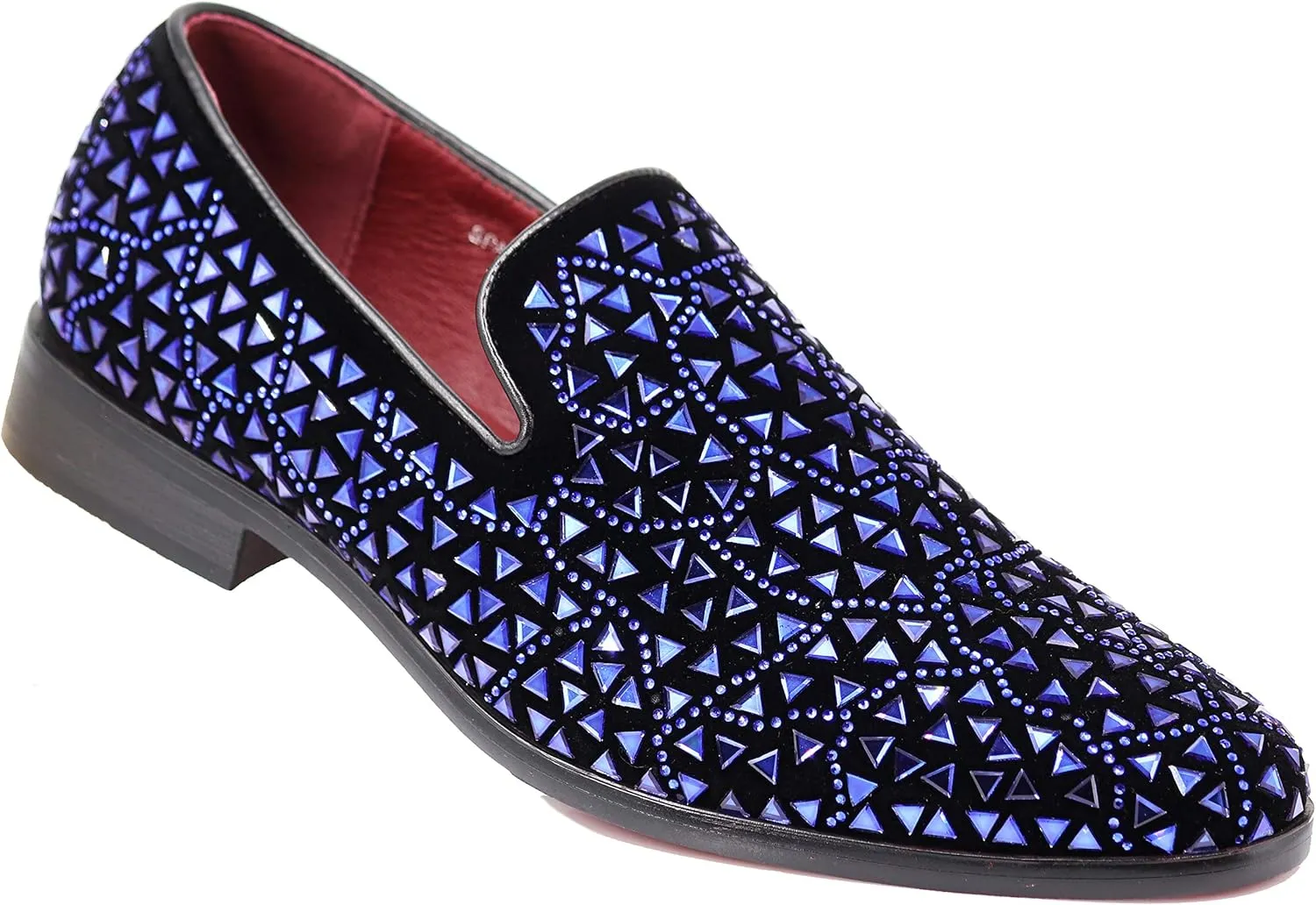 SPK27 Men's Rhinestone Sparkling Suede Dress Shoes Loafer Classic Designer Moccasins