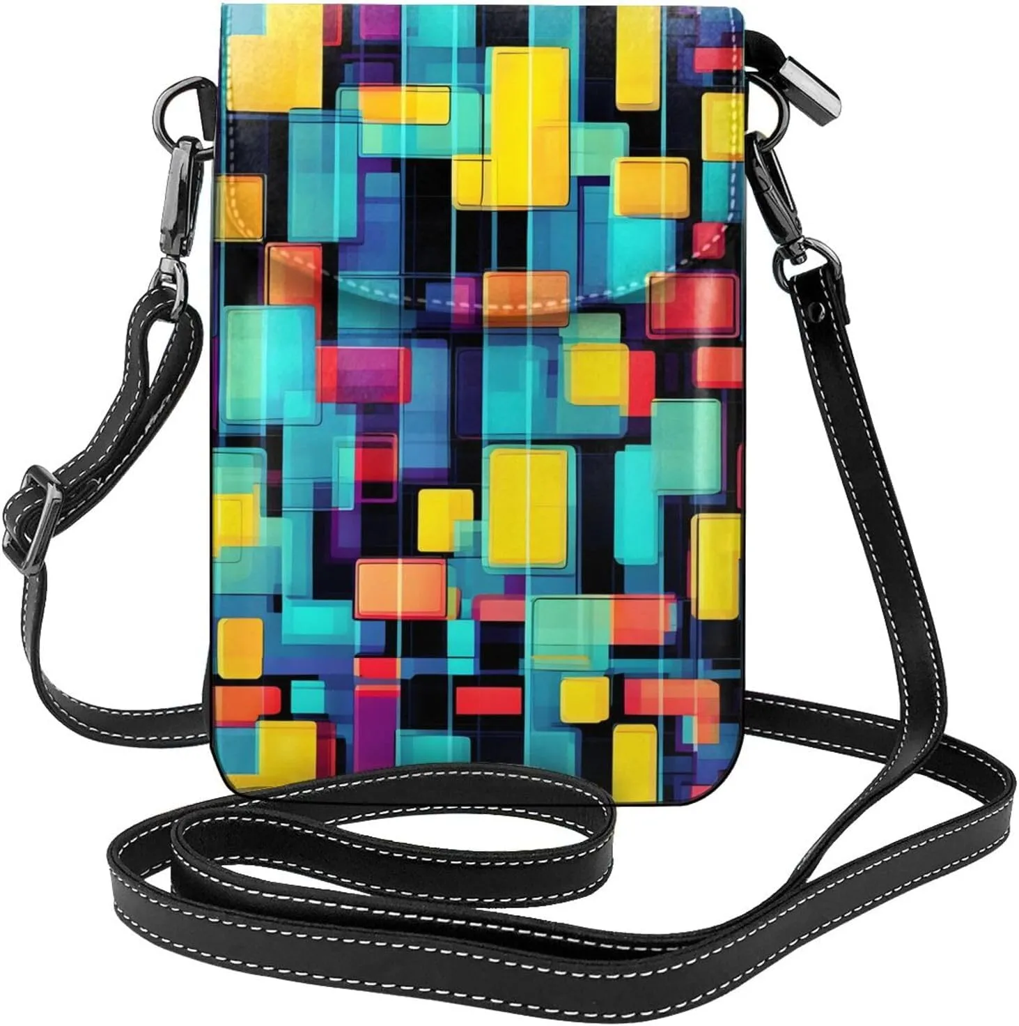 Square geometry diagram Women's crossbody bag, crossbody phone bag, tassel wallet with shoulder strap, best gift for women.