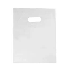 SSWBasics Small Low Density White Merchandise Bags - 9”W x 12”H - Case of 1000 - White Plastic Bags with Handles, Durable Plastic Merchandise Bags, Sleek Gift Bags for Retail, Boutique, Shopping,