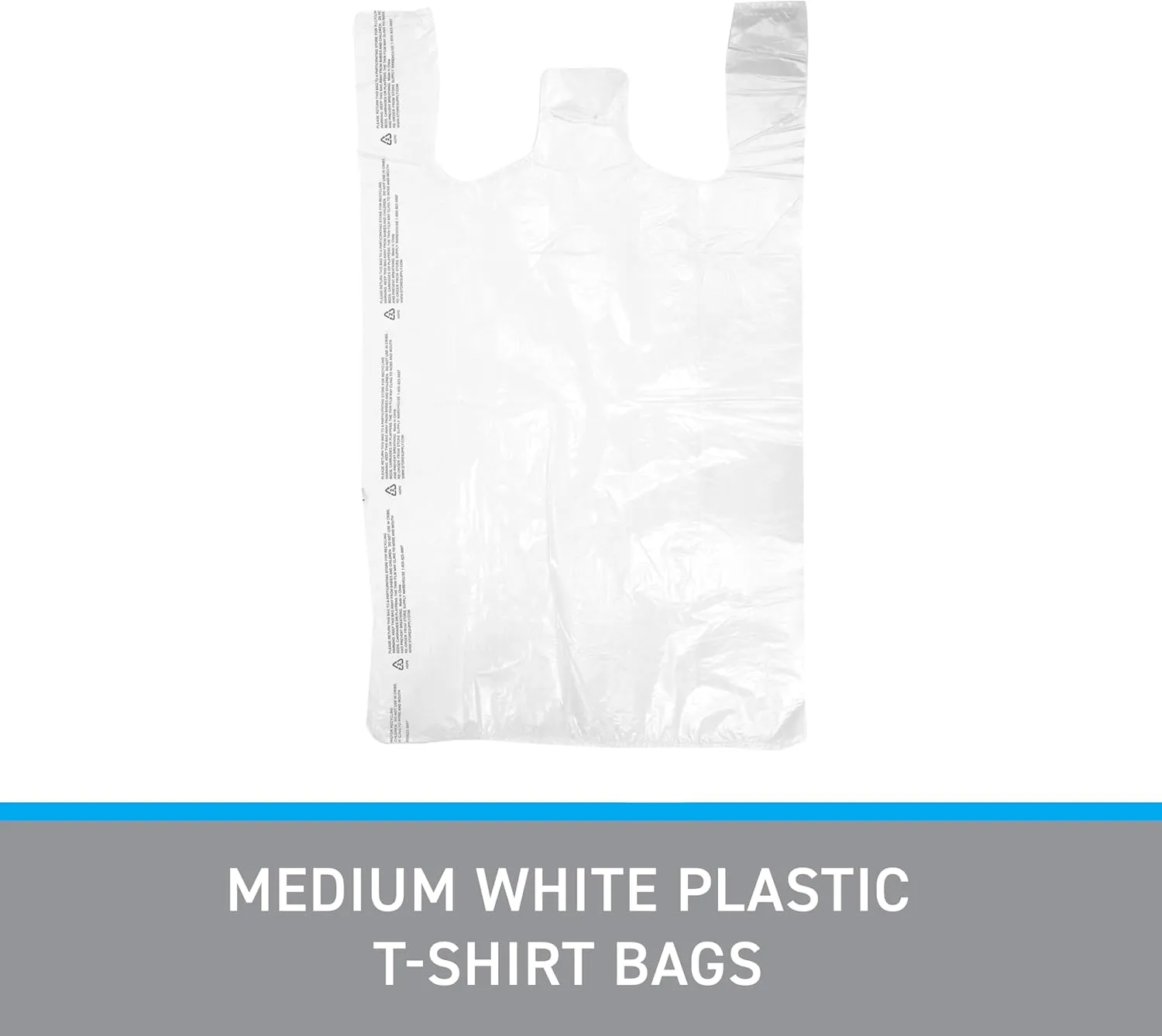 SSWBasics White Plastic T-Shirt Bags with Handles - Case of 1000 (11 ½” x 6 x 21)