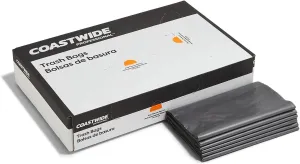 STAPLES COASTWIDE 814894 Trash Bags 40-45 Gallon 39X47 Low Density 1.7 Mil Silver 50 Ct