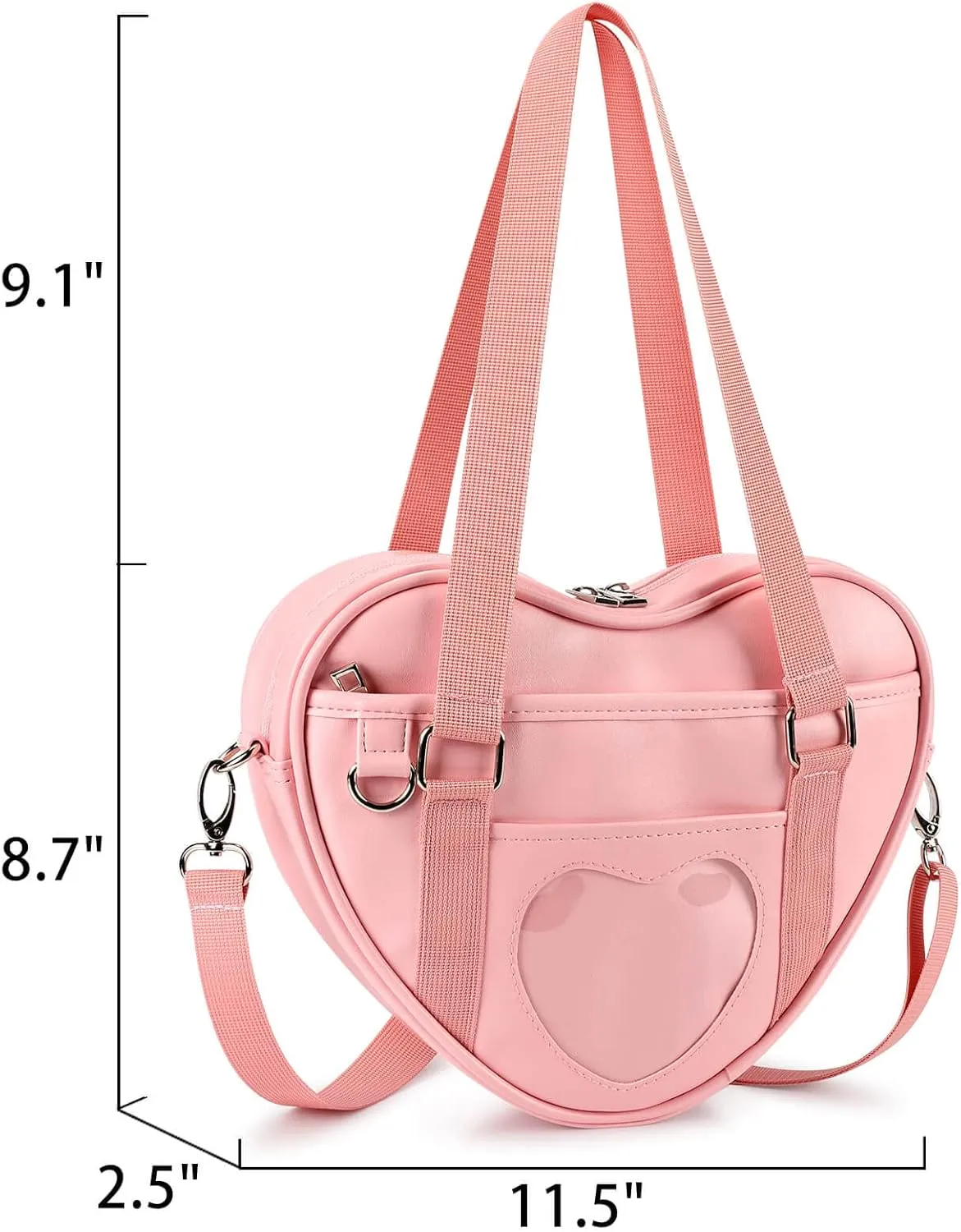STEAMEDBUN Ita Bag Crossbody Heart Shaped Purse for Anime Pins Display