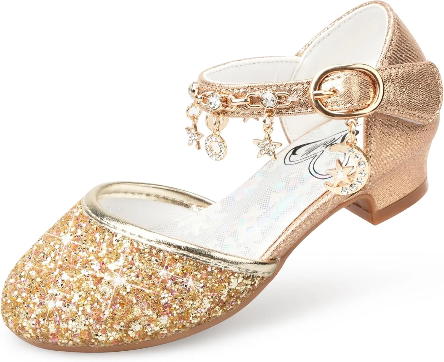 Stelle Girls High Heels Sequins Dress Sandals Princess Dress Shoes Flower Wedding Party Shoes（Toddler/Little/Big Kid）