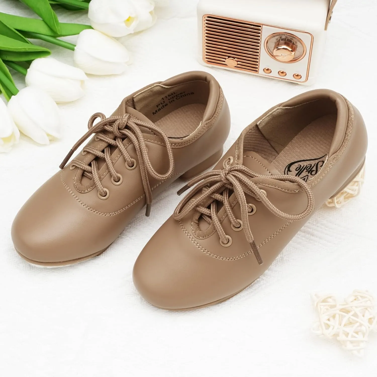 Stelle Tap Shoes for Girls Boys Lace Up PU Leather Dance Shoes for Little Kid/Big Kid