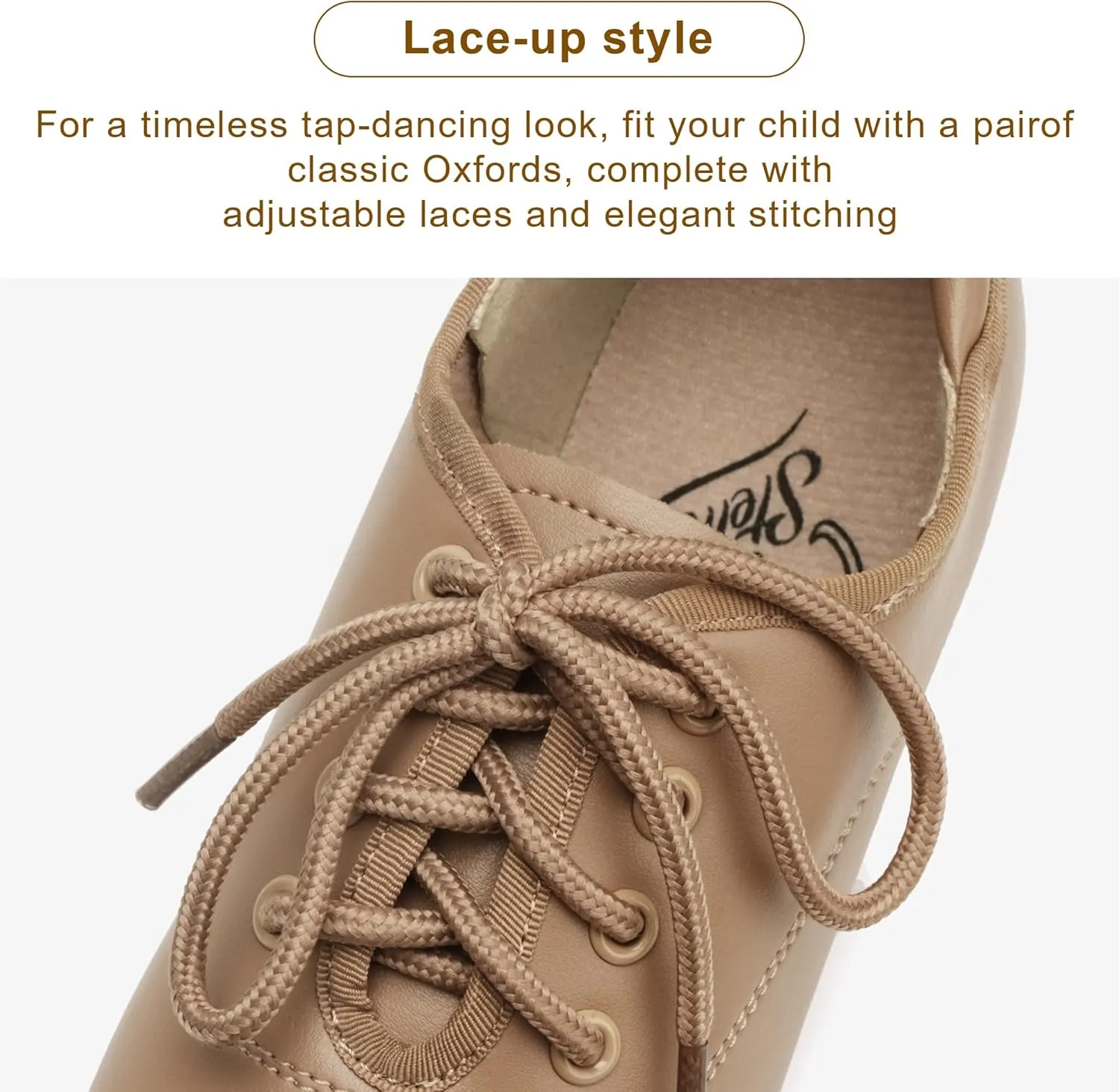 Stelle Tap Shoes for Girls Boys Lace Up PU Leather Dance Shoes for Little Kid/Big Kid