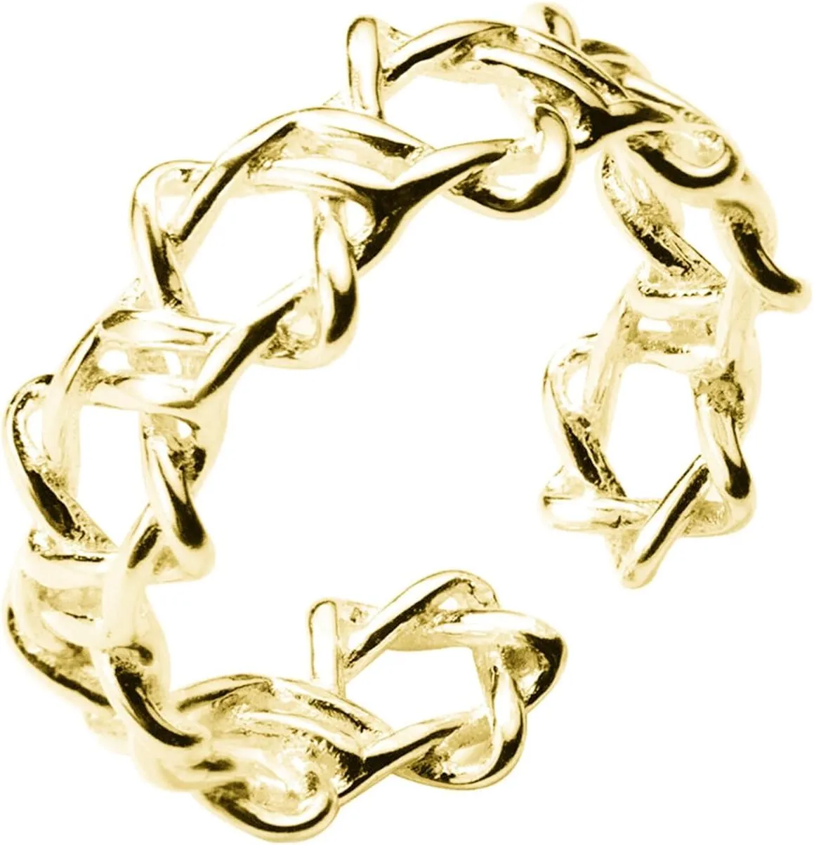 Sterling Silver Linked Hollow Star of David Hex Stars Open Band Ring 4 Finishes Rhodium Oxidized Silver 18K Gold Rose Gold