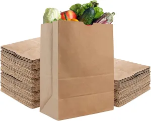 Stock Your Home 52 Lb Kraft Brown Paper Bags (100 Count) - Kraft Brown Paper Grocery Bags Bulk - Large Paper Bags for Grocery Shopping