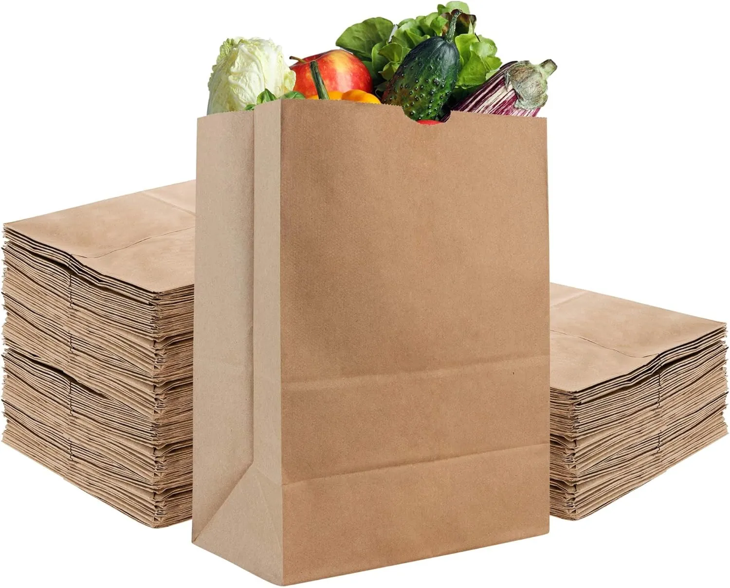 Stock Your Home 52 Lb Kraft Brown Paper Bags (100 Count) - Kraft Brown Paper Grocery Bags Bulk - Large Paper Bags for Grocery Shopping