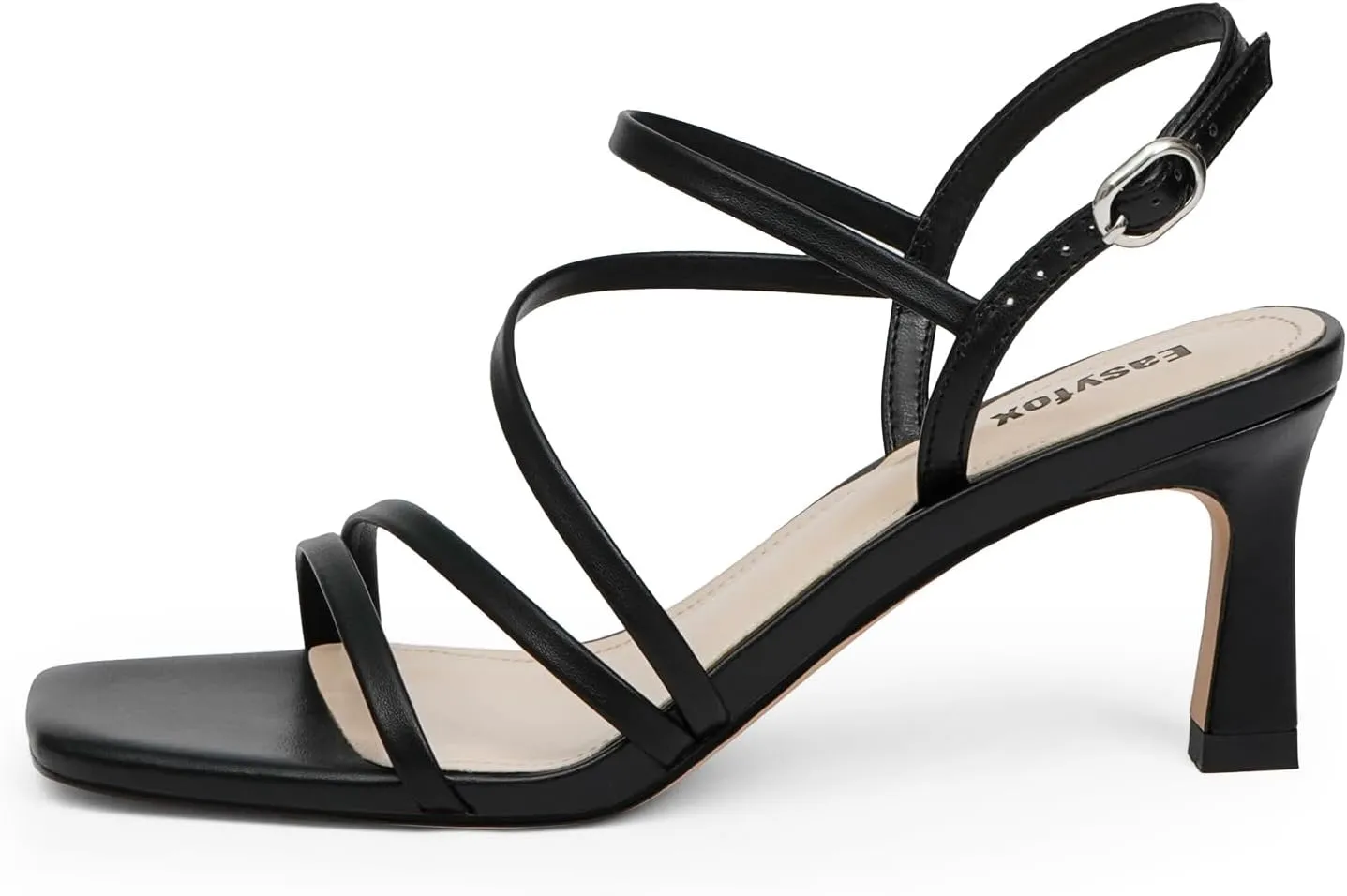 Strappy Heels for Women Square Open Toe 7cm/2.76" Heels Dressy Heeled Sandals