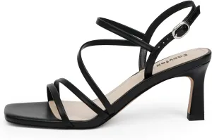 Strappy Heels for Women Square Open Toe 7cm/2.76" Heels Dressy Heeled Sandals
