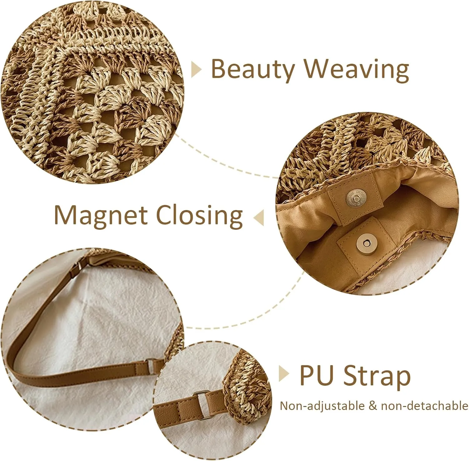 Straw Bags for Women Summer Beach Tote Purse Crochet Shoulder Everything Holiday Work Everyday Handbag