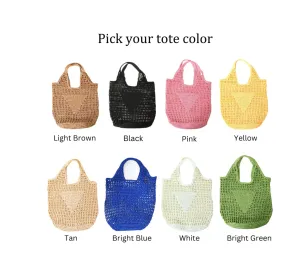 Straw Beach Bag, Large Woven Shoulder Purse Handbag, Beach Tote Straw Bag for Summer Vacation, Personalized Bachelorette Beach Bags