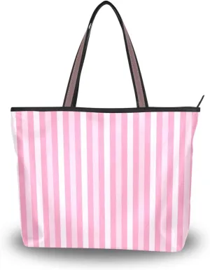 Stripes Pink Fashion Shoulder Bags Tote Bags Handbags For Women, L