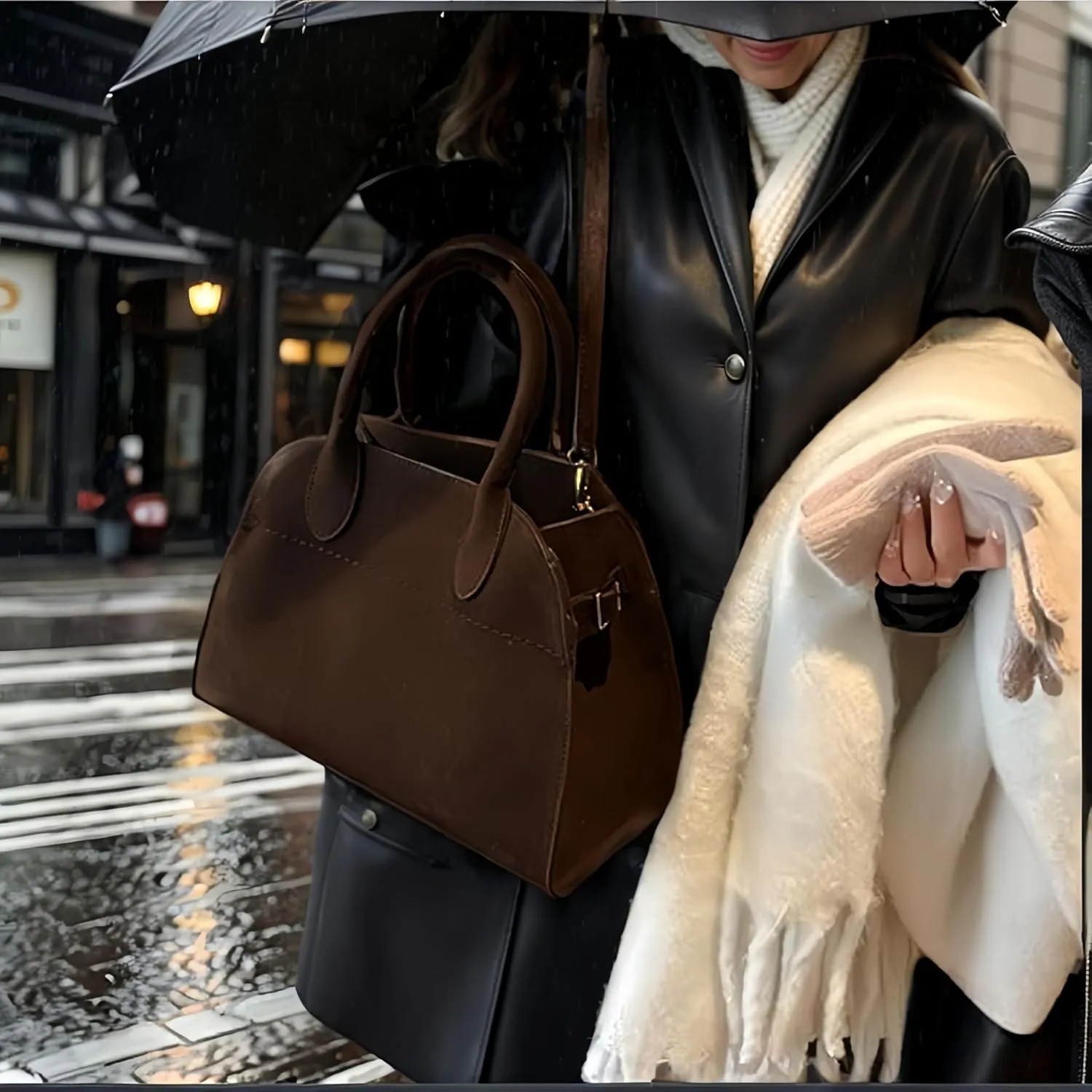 Suede & Faux Leather Tote Bags - Vintage Handbags for Women
