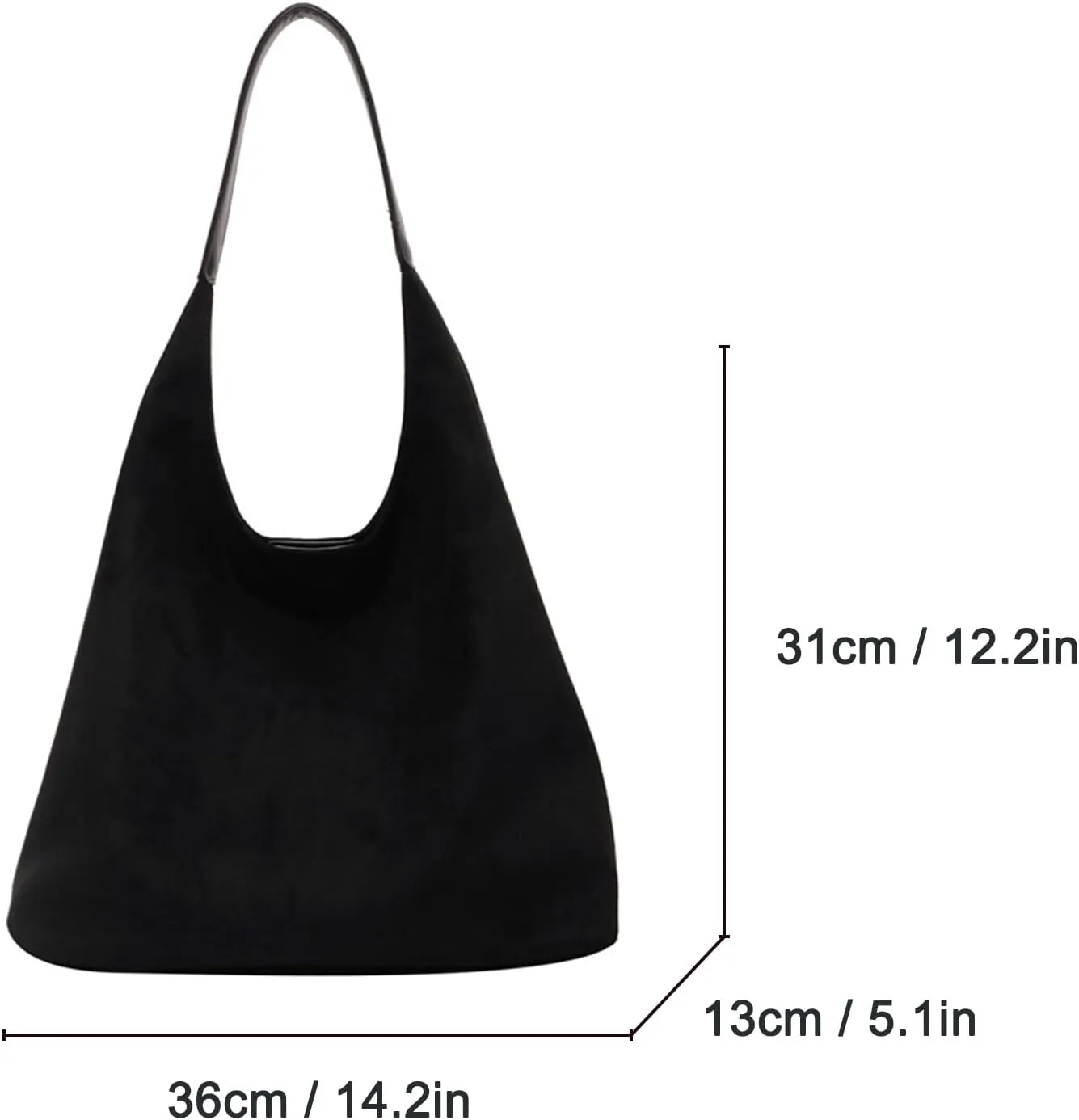 Suede Bags for Women - Brown Suede Tote and Shoulder Bag with Zipper Purse