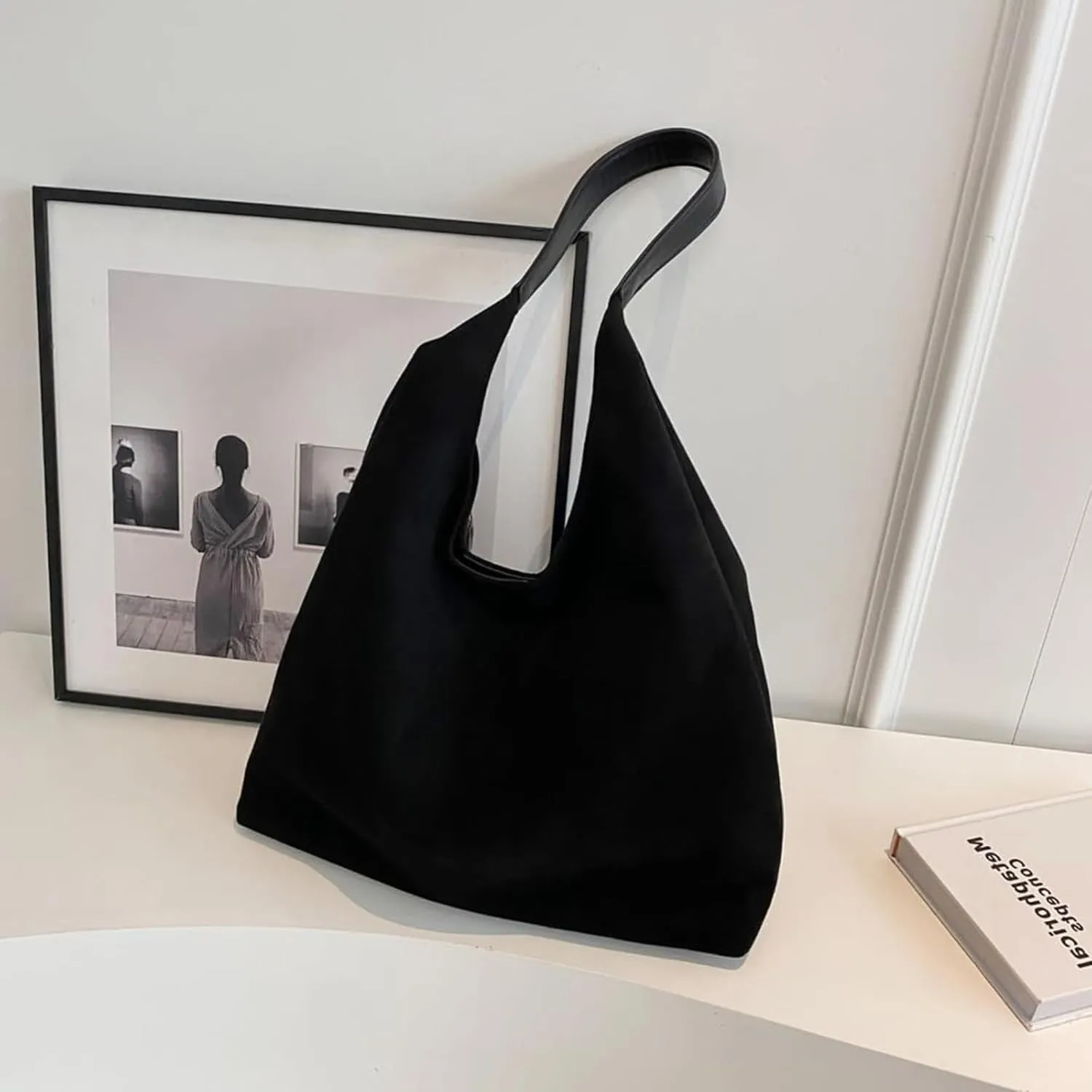 Suede Bags for Women - Brown Suede Tote and Shoulder Bag with Zipper Purse