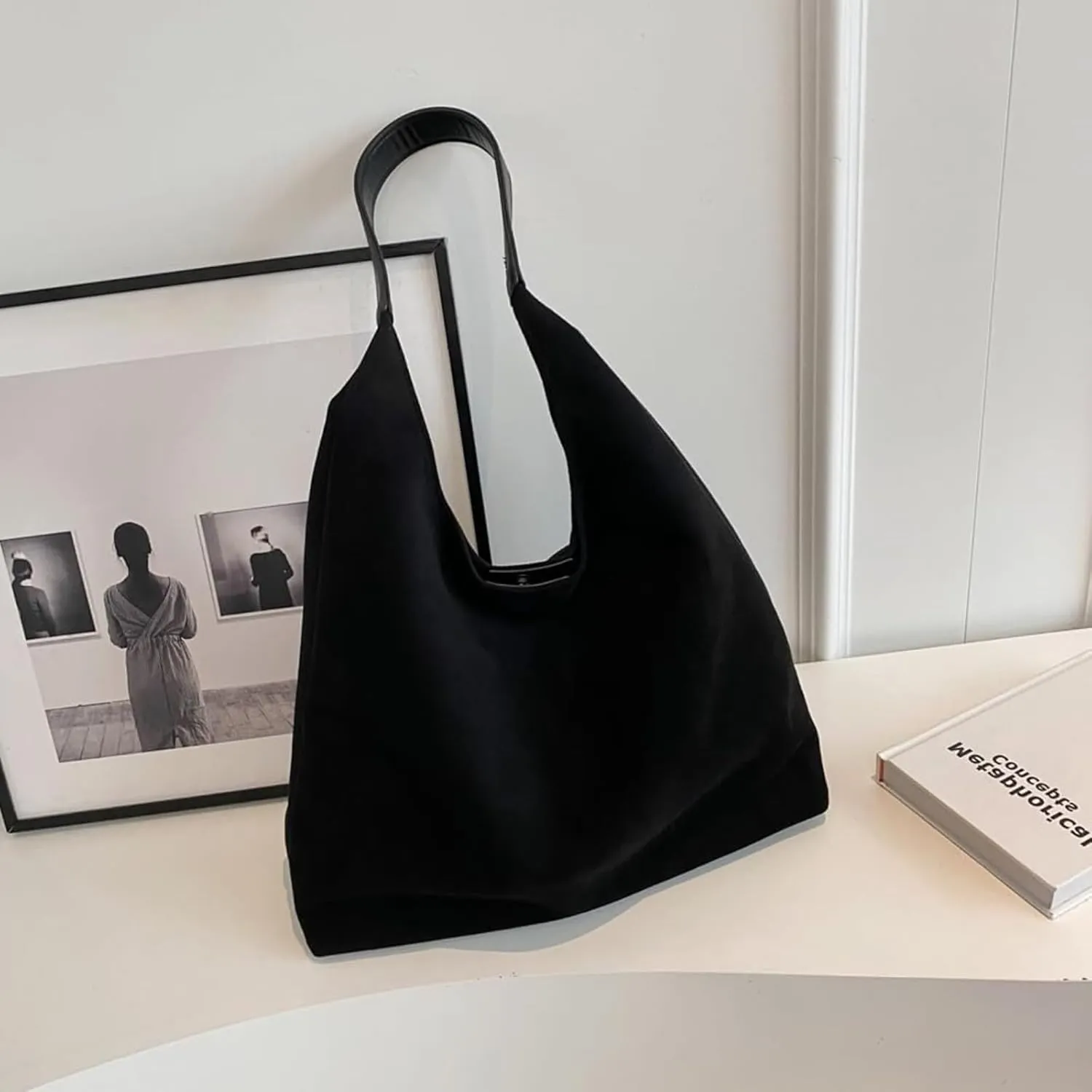 Suede Bags for Women - Brown Suede Tote and Shoulder Bag with Zipper Purse