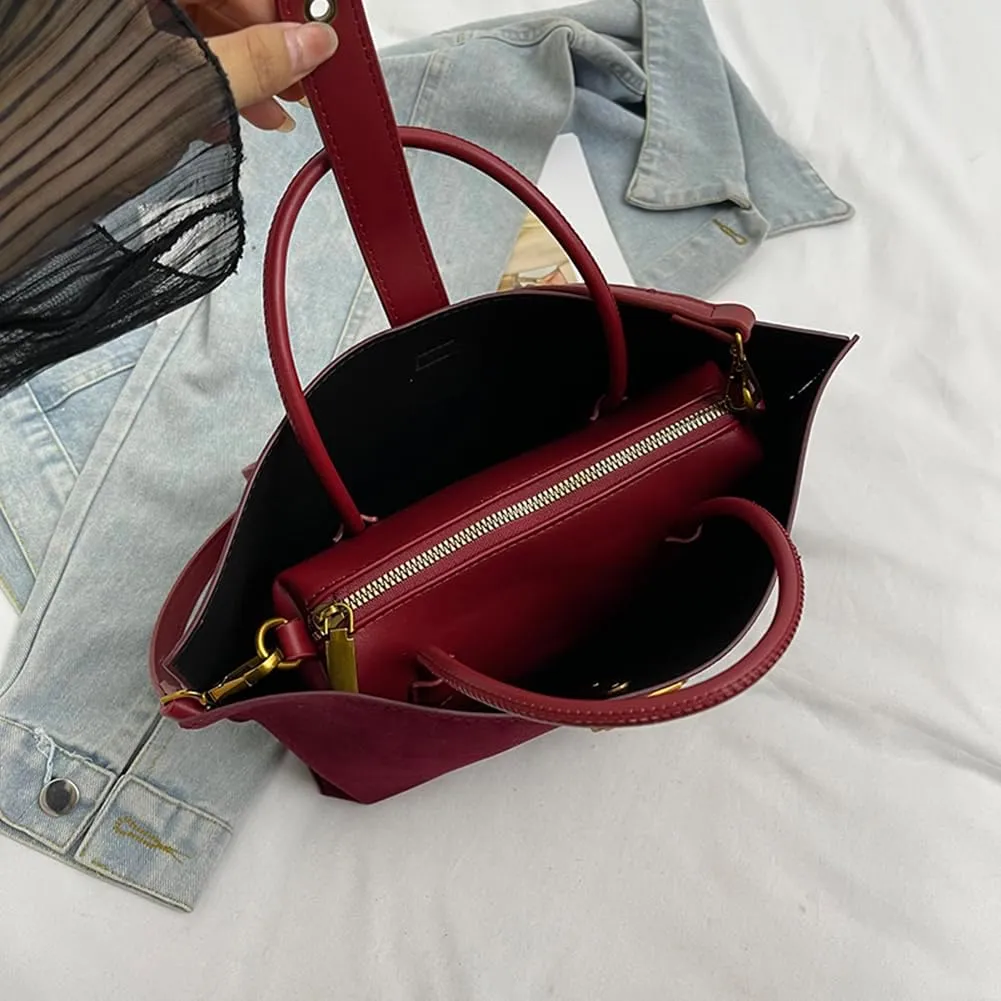 Suede Bags for Women Fall Purse 2024 Shoulder Handbag Satchel Bag Brown Top-handle Bag