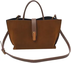 Suede Bags for Women Fall Purse 2024 Shoulder Handbag Satchel Bag Brown Top-handle Bag