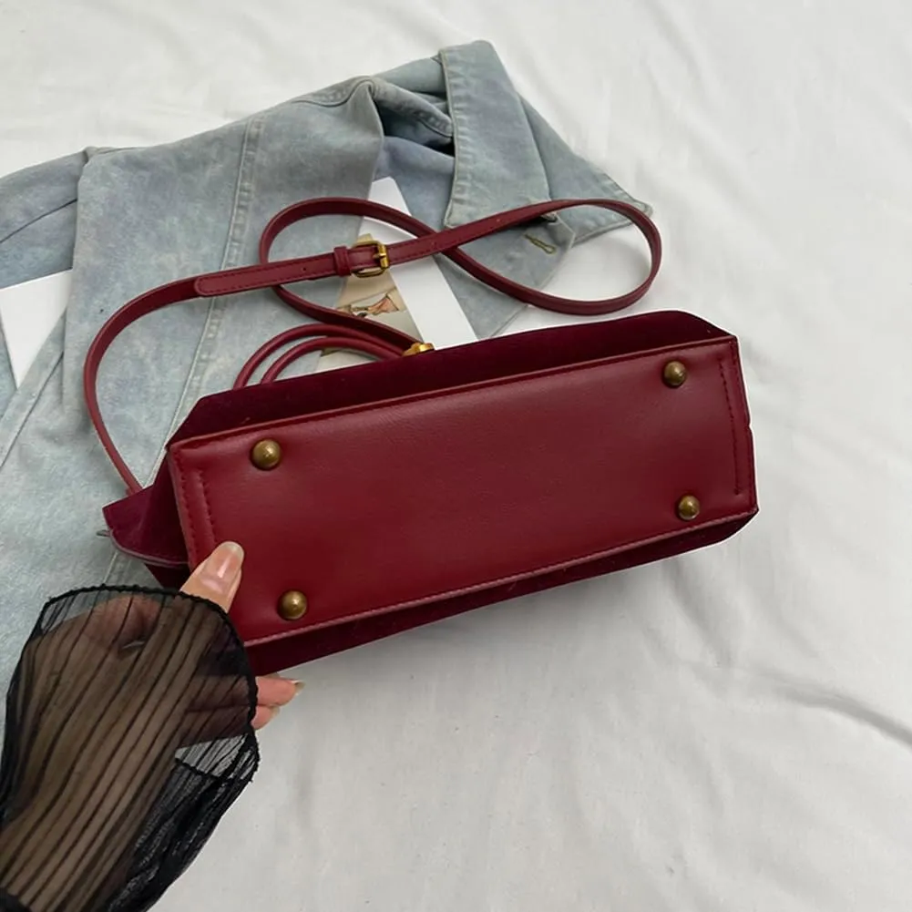 Suede Bags for Women Fall Purse 2024 Shoulder Handbag Satchel Bag Brown Top-handle Bag