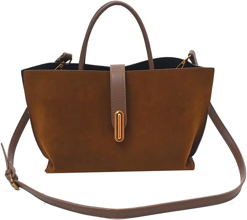 Suede Bags for Women Fall Purse 2024 Shoulder Handbag Satchel Bag Brown Top-handle Bag