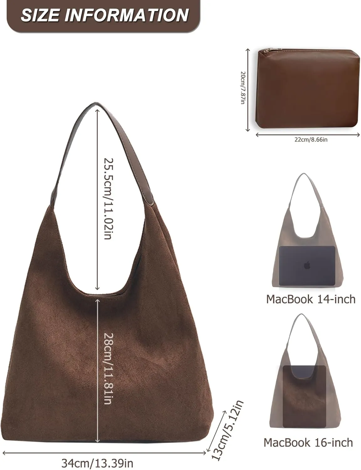 Suede Hobo Bags for Women Slouchy Shoulder Bags Trendy Tote Handbags Everyday Purses