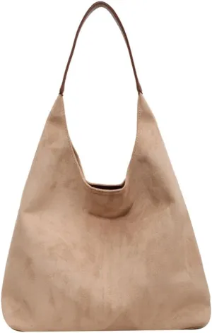Suede Hobo Bags for Women Suede Purse Slouchy Tote Bag Soft Suede Leather Shoulder Handbags Work Bags with Purse