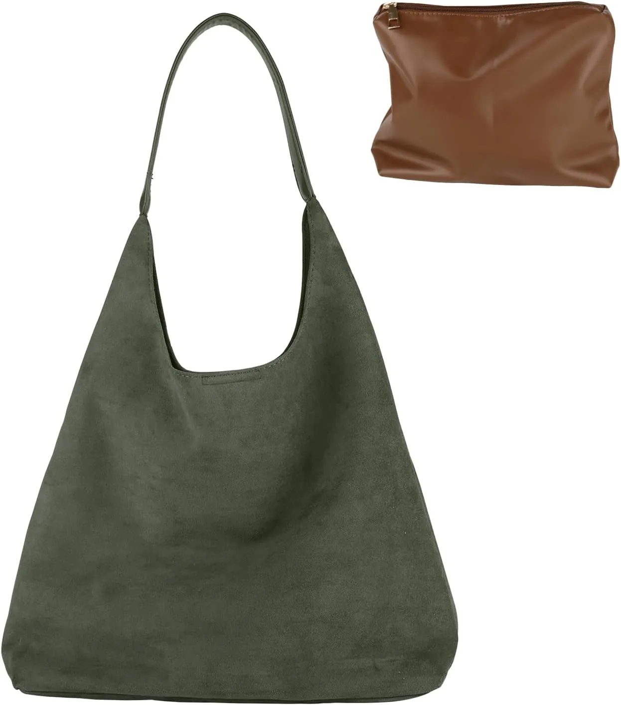 Suede Tote Bag, Brown Slouchy Suede Bags for Womens Tote Bag Work Purses Crescent Bag Suede Handbag Travel Winter Fall