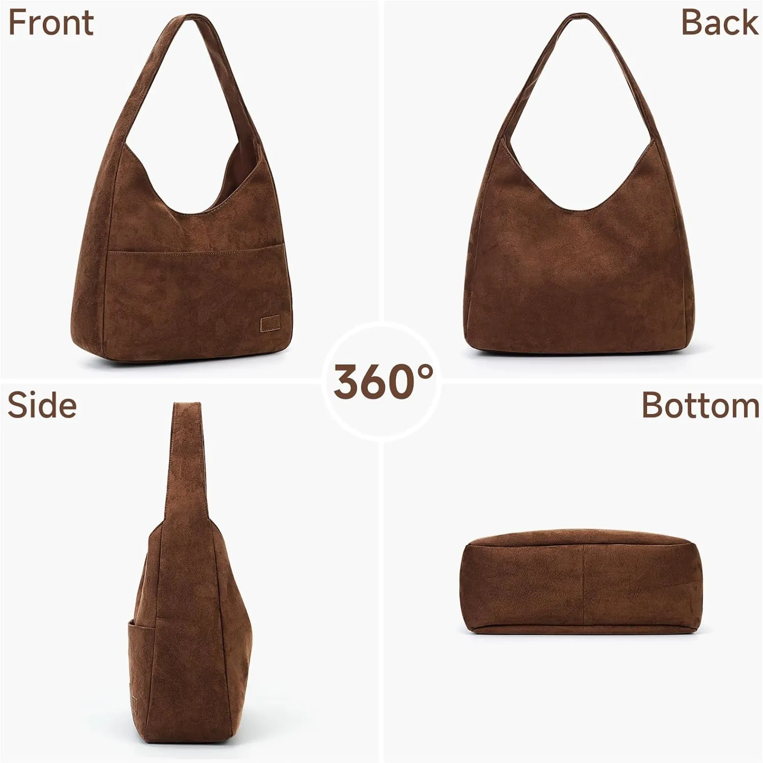 Suede Tote Bag for Women Brown Suede Bag 2024 Fall Suede Purse Slouchy Hobo Bag Work Tote Bag