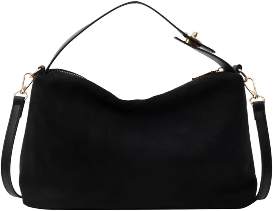Suede Tote Bag for Women, Crescent Shoulder Bags Large Capacity Handbag Hobo Bag Autumn Leisure Lazy Crossbody Bag