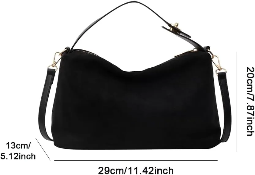 Suede Tote Bag for Women, Crescent Shoulder Bags Large Capacity Handbag Hobo Bag Autumn Leisure Lazy Crossbody Bag