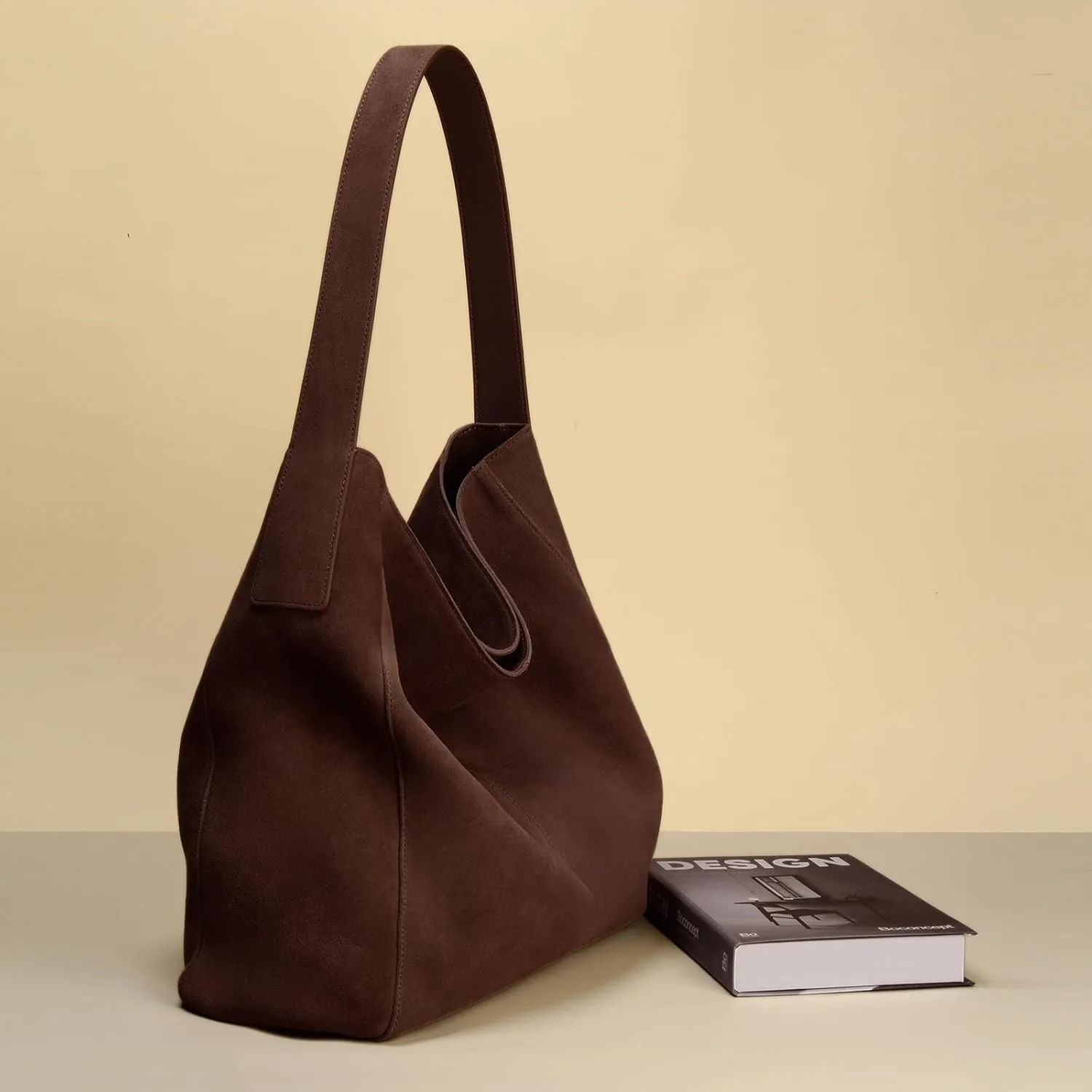 Suede Tote Bag for Women, Genuine Leather Handbags for Women, Large Capacity, Hobo Bag