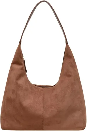 Suede Tote Bag for Women Shoulder Bag Retro Handbags Soft Satchel Stylish Large Two-piece Purse Work Travel