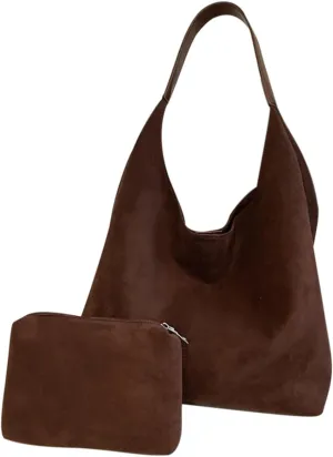 Suede Tote Bags for Women, Suede Shoulder Bag, Large Slouchy Bag, Suede Purses and Handbags for Travel Shopping Work