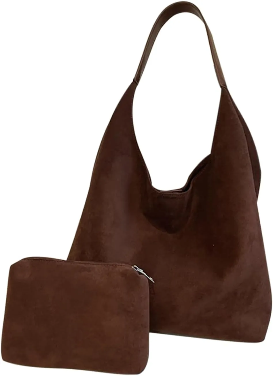 Suede Tote Bags for Women, Suede Shoulder Bag, Large Slouchy Bag, Suede Purses and Handbags for Travel Shopping Work
