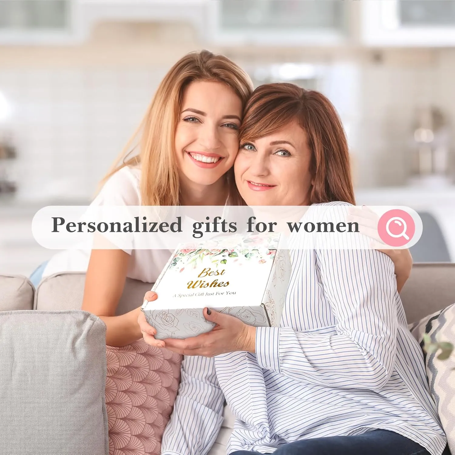 Suhctuptx Initial Birthday Gifts Women, Unique Personalized Birthday Gifts with Initial Canvas Tote Bag Reusable-Grocery-Bags