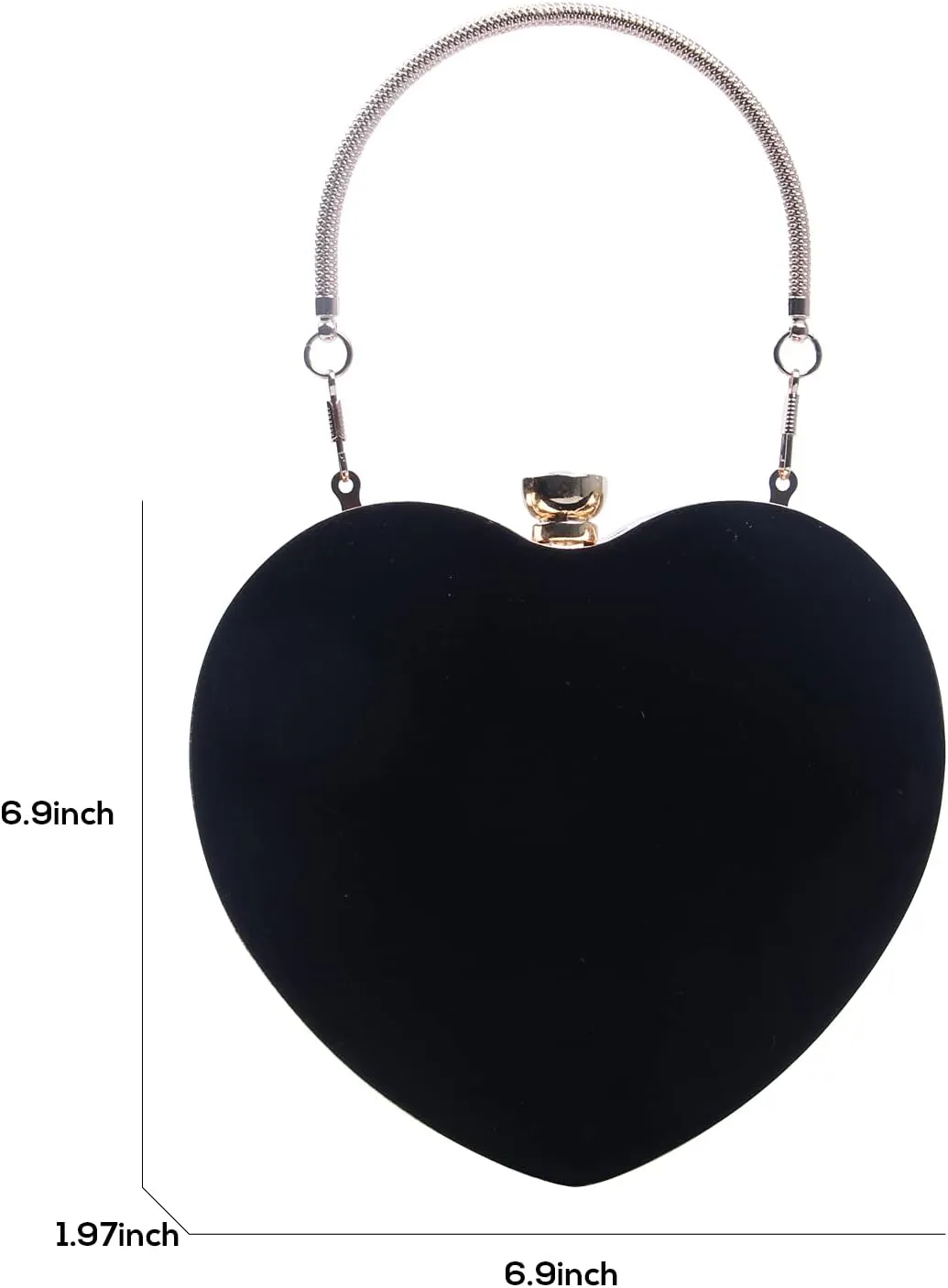 SUKUTU Womens Heart Shape Evening Bag Purse Velvet Party Tote Mini Handbag Clutch Chain Clear Shoulder Bag