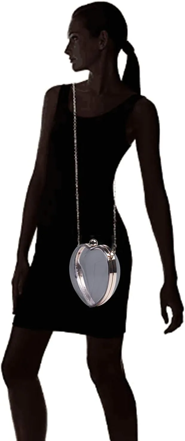 SUKUTU Womens Heart Shape Evening Bag Purse Velvet Party Tote Mini Handbag Clutch Chain Clear Shoulder Bag