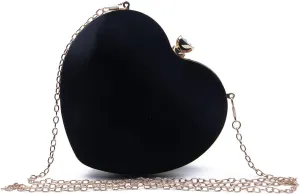 SUKUTU Womens Heart Shape Evening Bag Purse Velvet Party Tote Mini Handbag Clutch Chain Clear Shoulder Bag