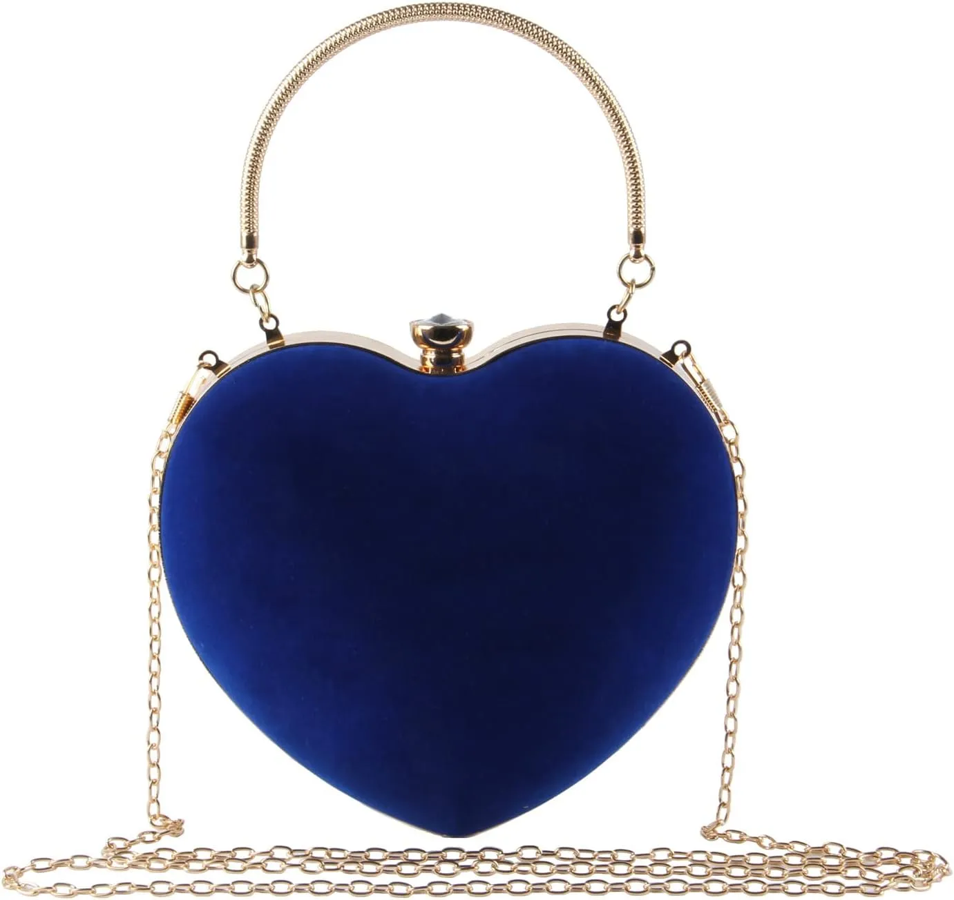 SUKUTU Womens Heart Shape Evening Bag Purse Velvet Party Tote Mini Handbag Clutch Chain Clear Shoulder Bag
