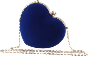 SUKUTU Womens Heart Shape Evening Bag Purse Velvet Party Tote Mini Handbag Clutch Chain Clear Shoulder Bag