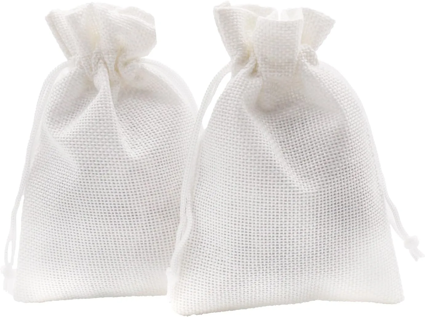 SumDirect White Burlap Gift Bags - 20P 3.7×5.5 inches Linen Favors Pounches with Drawstring for Gifts Jewelry Storage