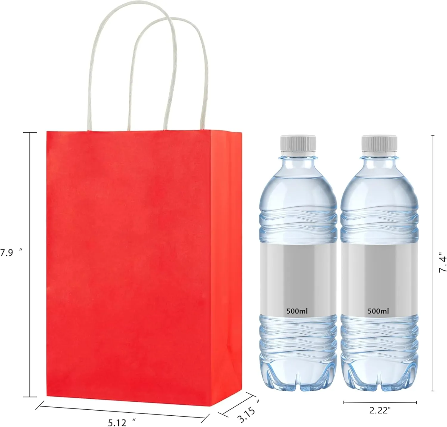 SUNCOLOR 24-Pack Red Gift Bags with Handles – 8" Goodie Bags for Party Favor Bags, Christmas, Valentine's Day & Birthdays (Red)