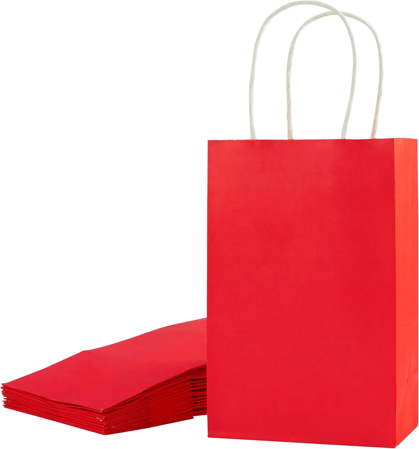 SUNCOLOR 24-Pack Red Gift Bags with Handles – 8" Goodie Bags for Party Favor Bags, Christmas, Valentine's Day & Birthdays (Red)